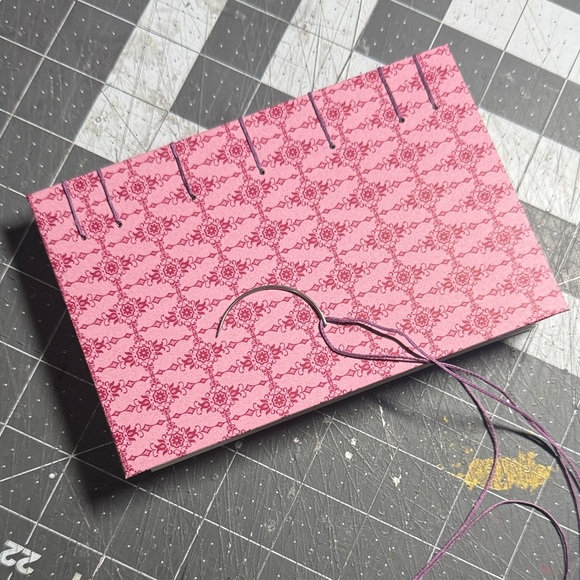 Pink Patterned Blank Journal Hand Sewn - Picture 3 of 4